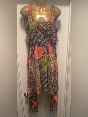 Love, Fire Sleeveless Midi Top in Coral, Teal, Purple, Lime (Bin 2-80)